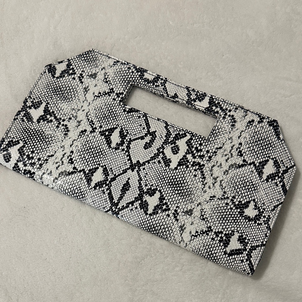 Express Black and White Snakeskin Clutch